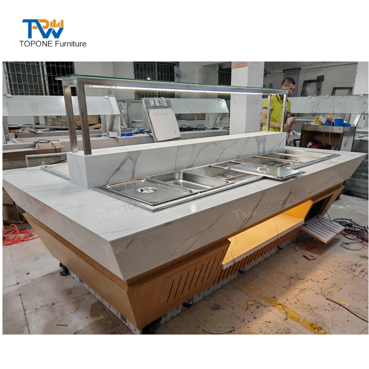Commercial Combination Salad Buffet bar showcase Table Modern Hotel Sushi Buffet Counter Design