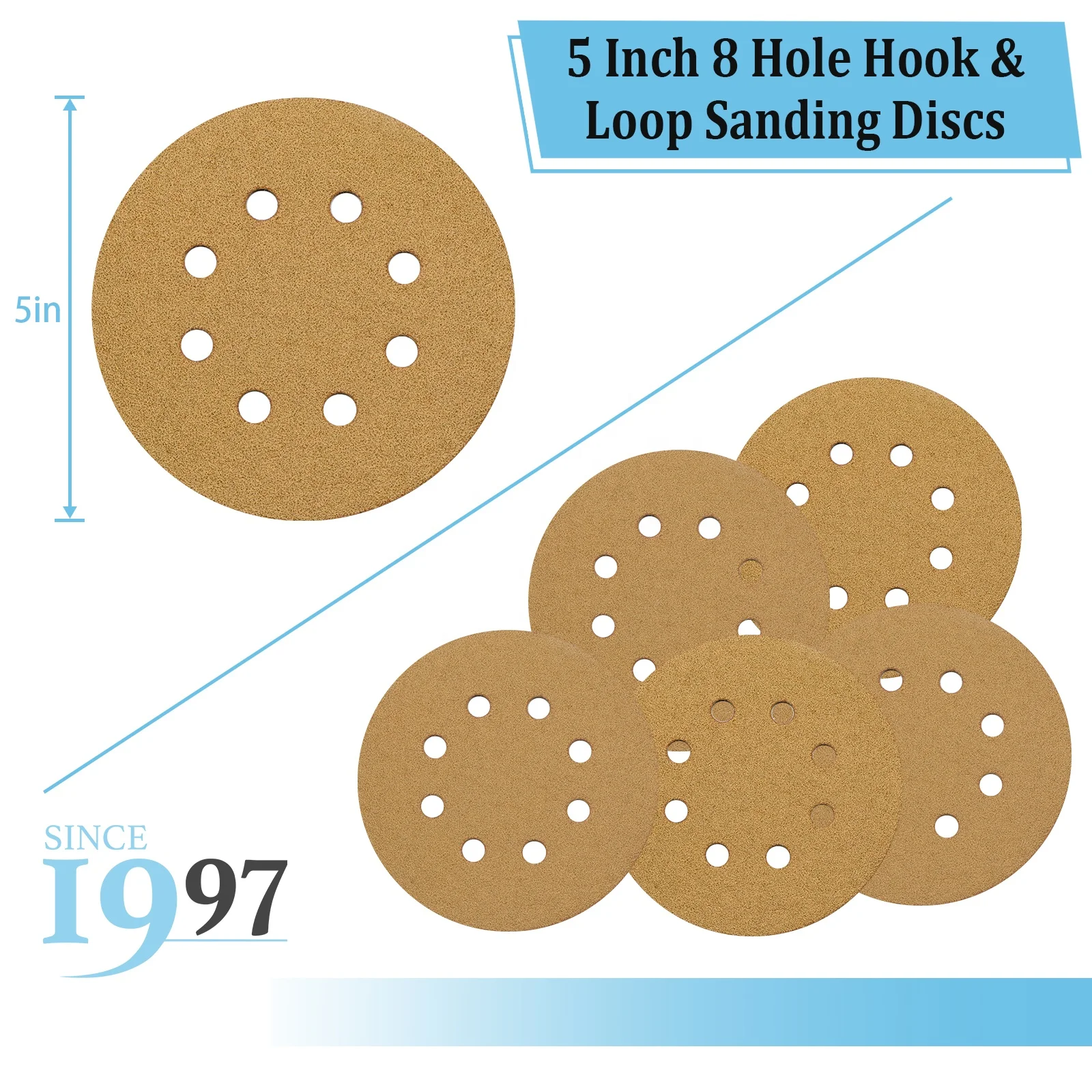 D DMS DIMEISI 362X Factory Cheap Prices 220 Grit 50pcs Per Box 125mm Hook and Loop Orbital Sanding Paper
