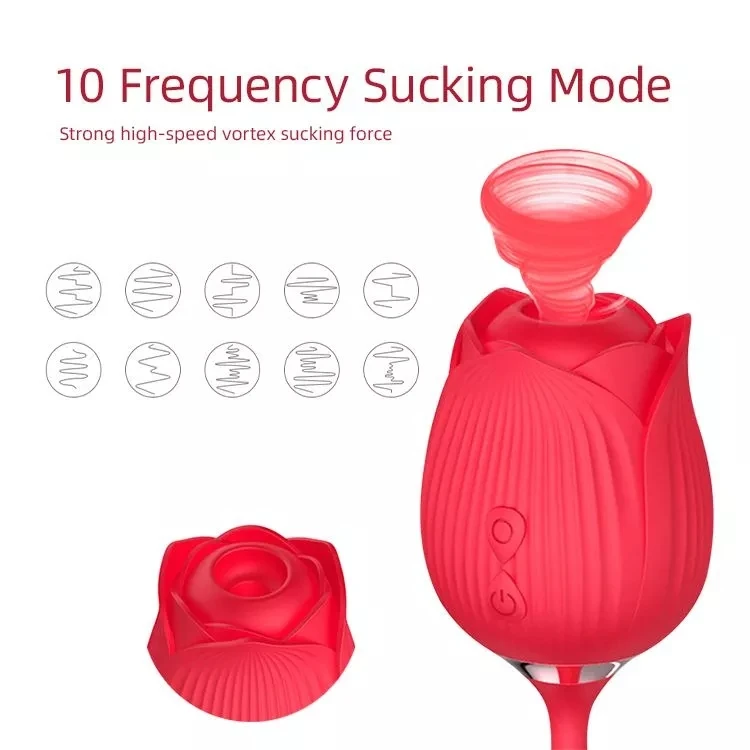 Tongue Licking Clit Sucker Rose Shaped Dildo Sex Toys Clitoris Massager