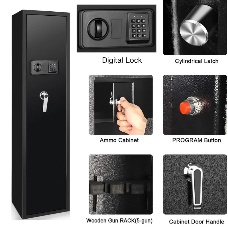 7 Gun Capacity Digital Lock Steel Upgraded Long Gun Safe Cabinet Safe Lockers for Gun Home Closet with Ammo Cabinet