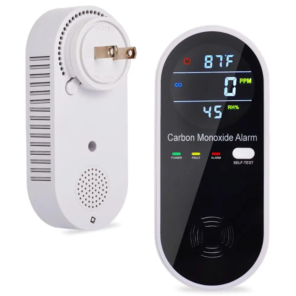 AC-Plug-in Carbon Monoxide Detectors with Voice & Light Alarm, Home Carbon Monoxide Monitor for Kitchen/Bedroom/Living Room