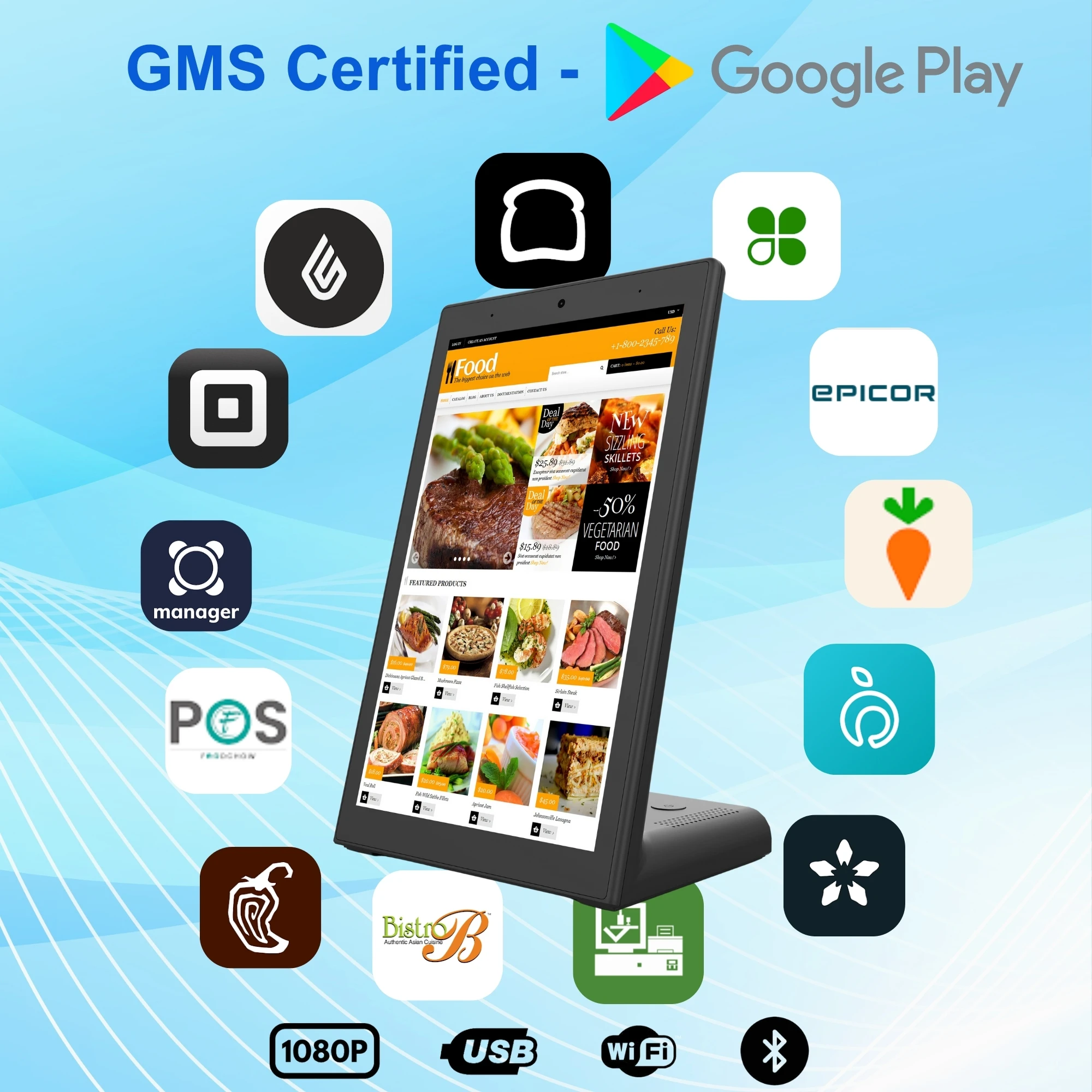 10.1 Inch Restaurant Ordering Kiosk Tablet Touch Screen NFC Tablet Pc Android 11 2+16GB Pos L Shape Tablets
