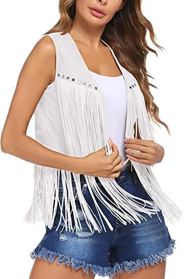 PAIDAXING Hippie Kleding Vrouwen Fringe Vest Vest Faux