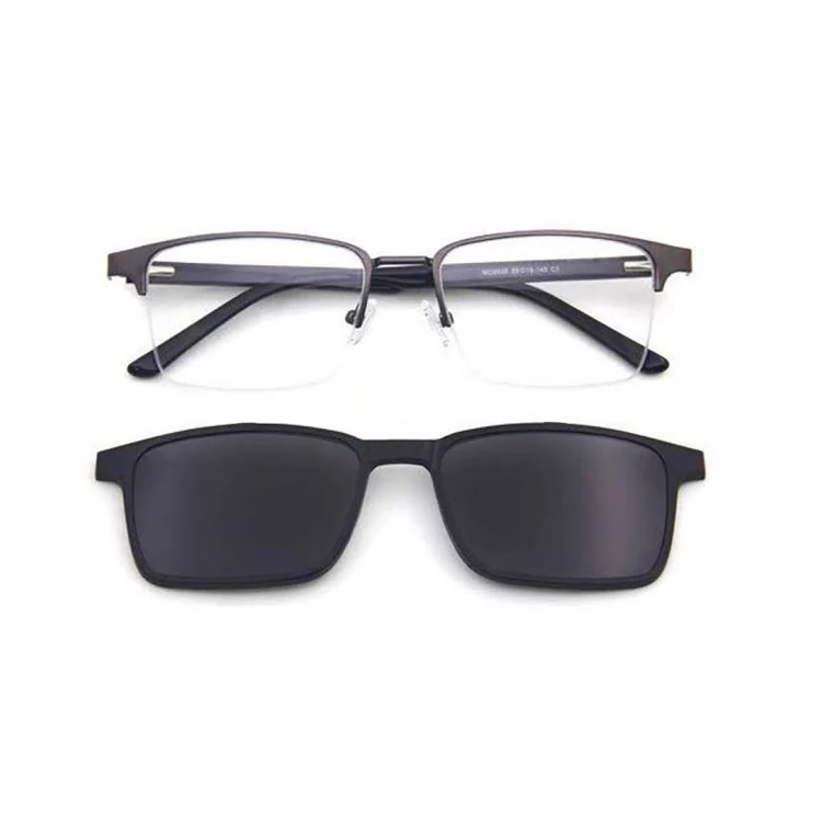 Bauhaus Magnetic Clip on Sunglasses for Men Women Polarized UV Protection Retro Square Eyeglasses Fit Over