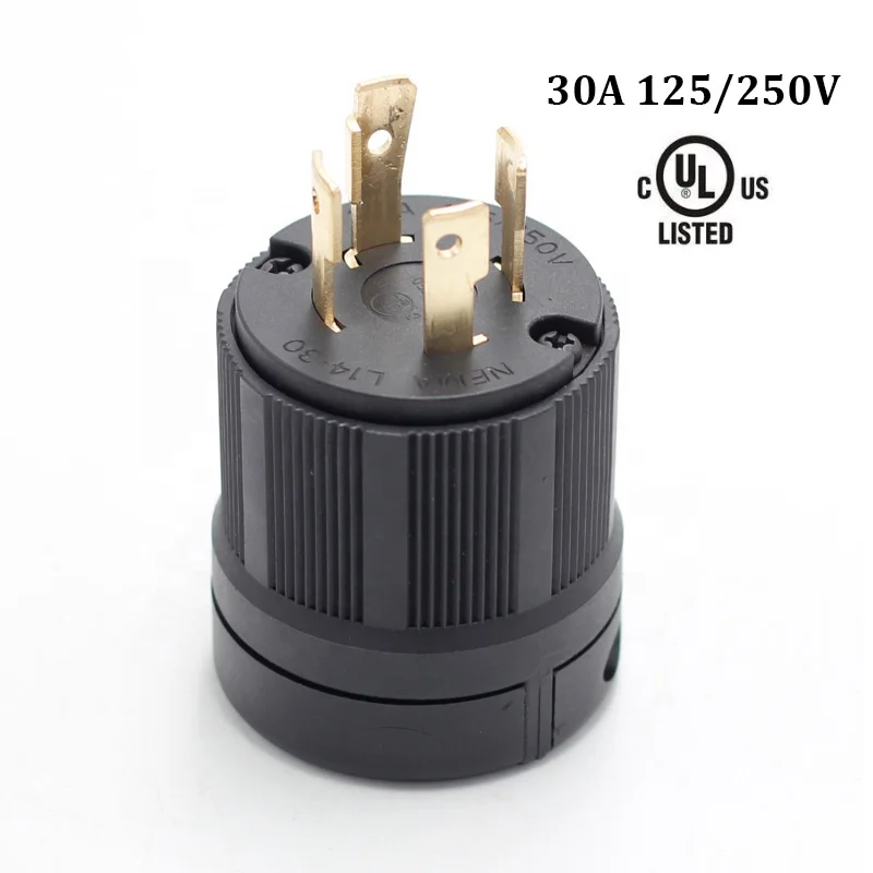 UL Listed L14-30P & L14-30R Locking Plug And Connector Set - 30A 125V-250V, 3 Pole 4 Wire