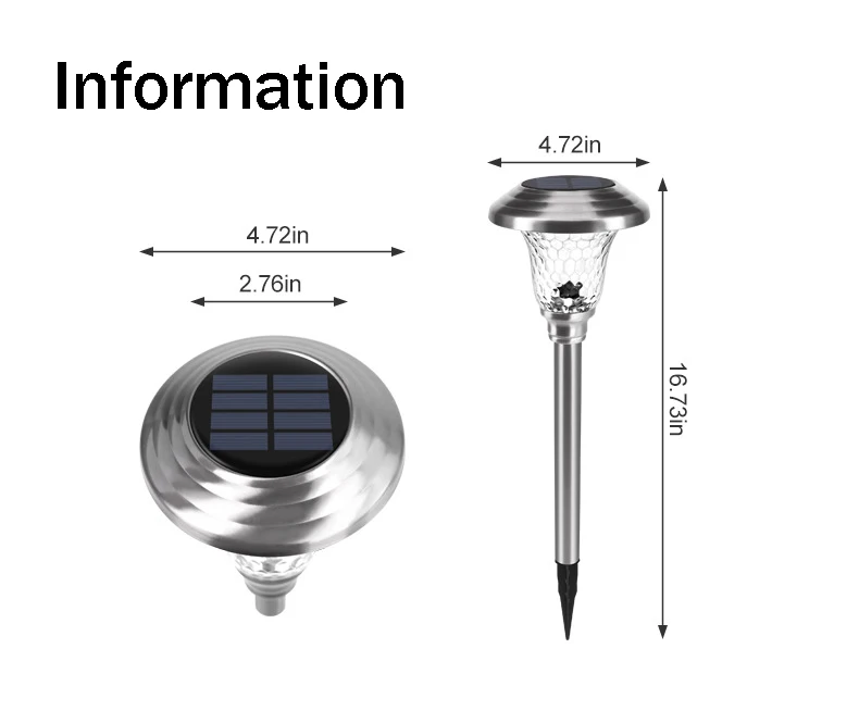 Outdoors Solar Stainless Steal Glass Lawn Lamp Stake Light Waterproof Pathway Patio Walkway Landscape Garden Yard Lights details