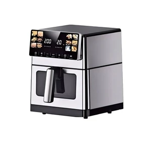 8L Digital LED Touch Screen Air Fryer Non-Stick Oil-Free Cooking Customizable Colors Matte Black Look Visible Window Hardware