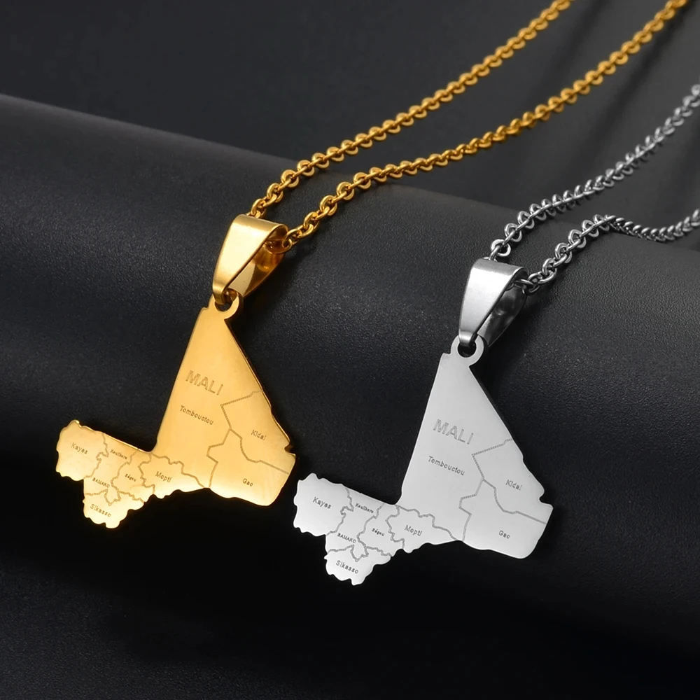 Pendentif Carte Du Mali En Acier - Bijou Patriotique, Neuf Avec étiquettes OxcmoBijoux