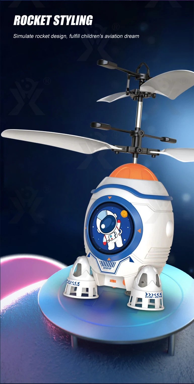 Chengji new arrival children plastic cartoon rocket design remote control copter toy rc helicopter for kids