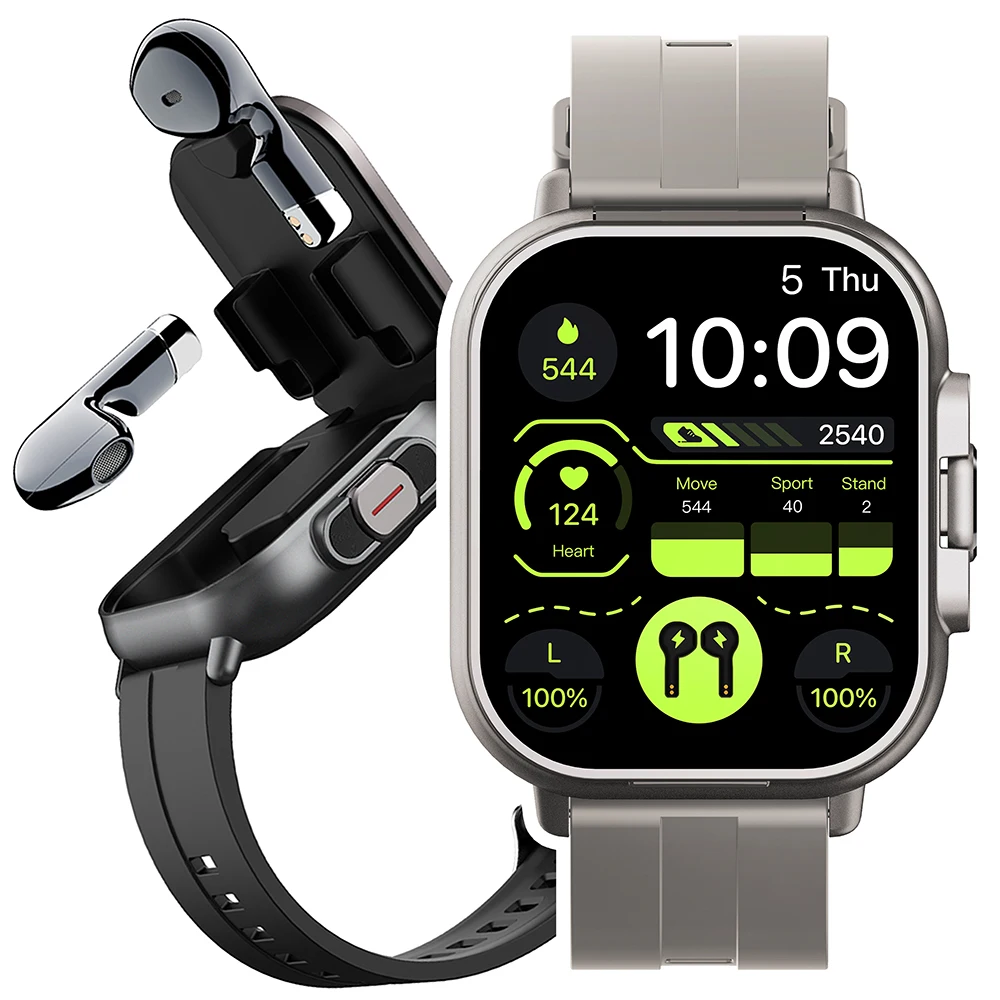 2in1 Smart Watch TWS 2-in-1 Headset Heart Rate Pressure Health Monitoring Headphone Play Music Smartwatch Bracelet Earbuds