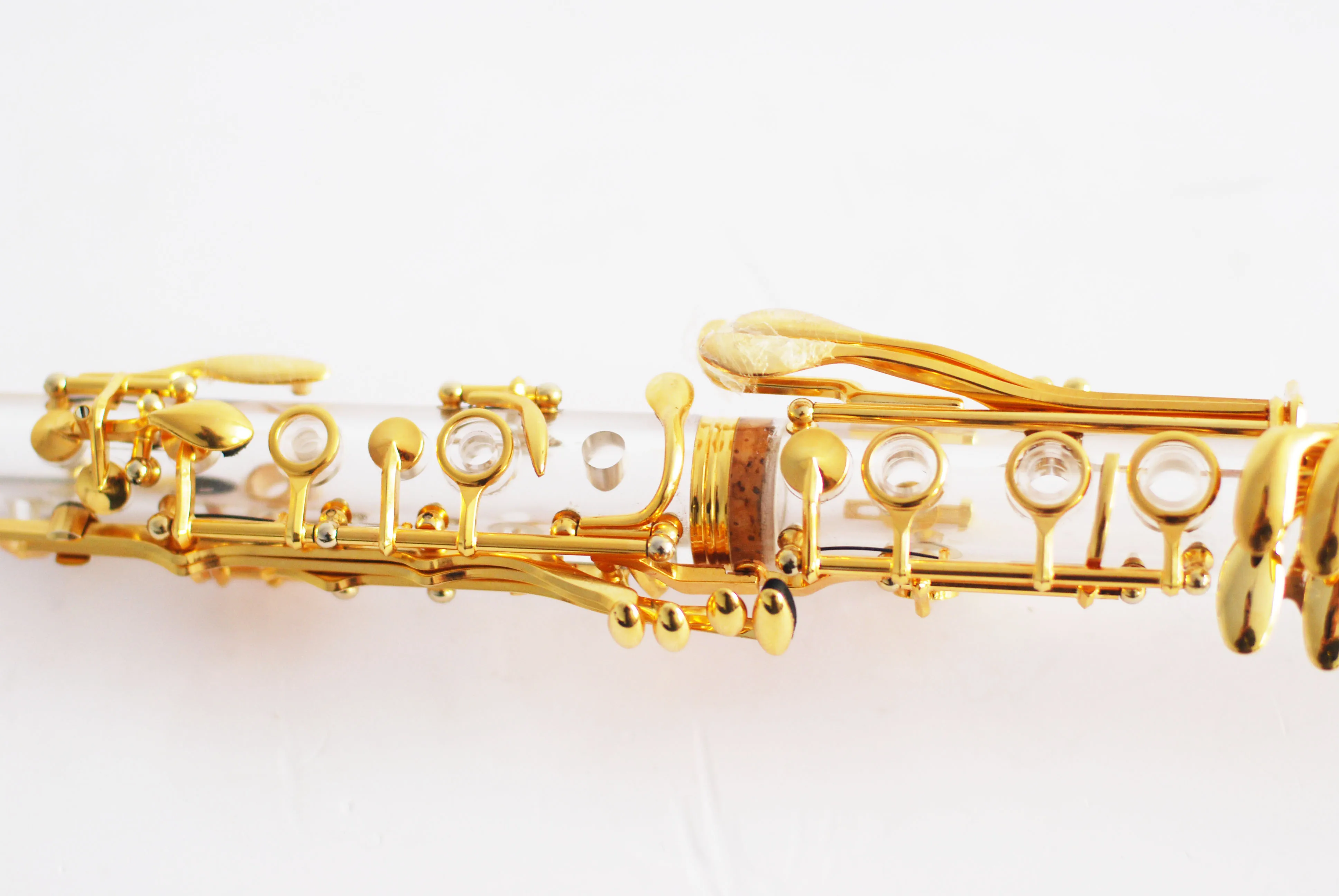 Clarinet Brass Gold Plate Handmade Miniature Music Instrument 5.25  w/stand,case