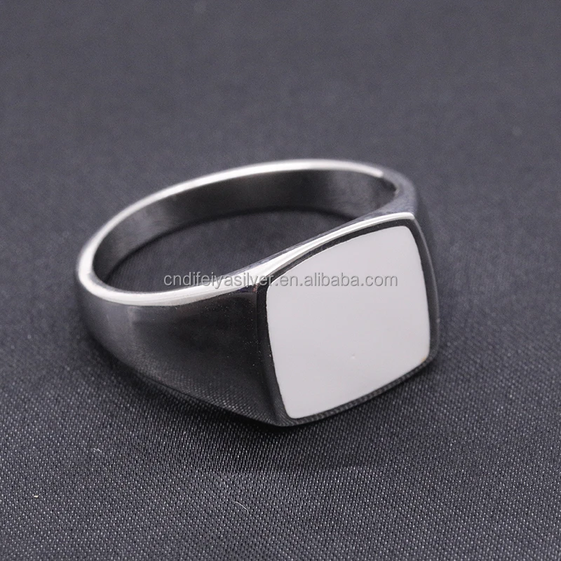 High Quality Men's Black White Enamel Ring Custom 925 Sterling Silver Ring Buy Enamel