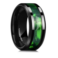 Wholesale Custom Black Tungsten Carbide Inlay Shell Series Pattern Wedding Tungsten Ring Man Women Rings Jewelry For Men