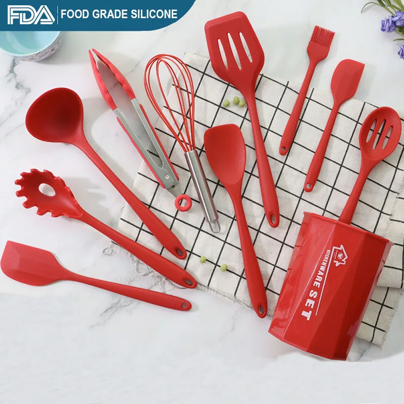 Silicone Red Kitchen Utensil (Set of 24)