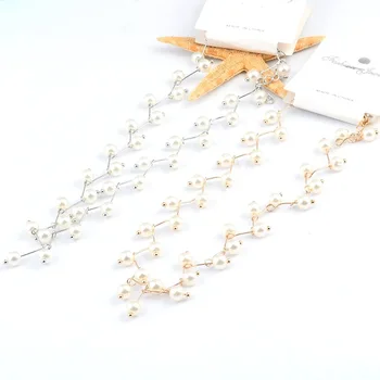 00113-11 Fashion custom gold chain charm statement women pearl choker necklace jewelry for wedding party