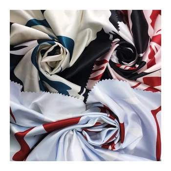 Hot sale printed polyester satin material silk polyester satin emboss fabric for dress