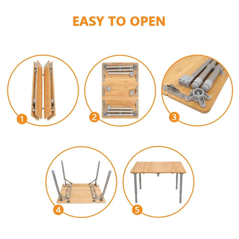 Складной Бамбуковый стол для кемпинга переносные столы легкие регулируемые по высоте Алюминиевый открытый пикника пляжа 4 складки