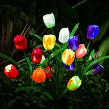 Solar Outdoor Garden Lights Waterproof Colorful tulips flowers lights Simulated Flowers Decoration Lights for Patio Yard Garden