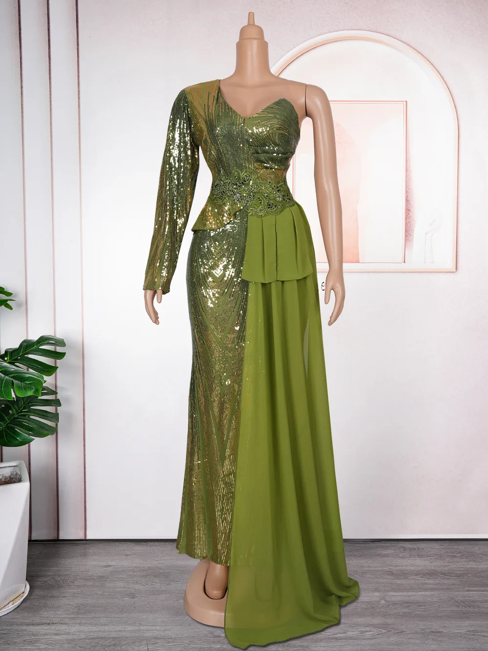 Luxury Gowns for Women Evening Dresses Off Shoulder Long Sleeve Gradient  Sequin Long Dress Women Christmas Party Dresses