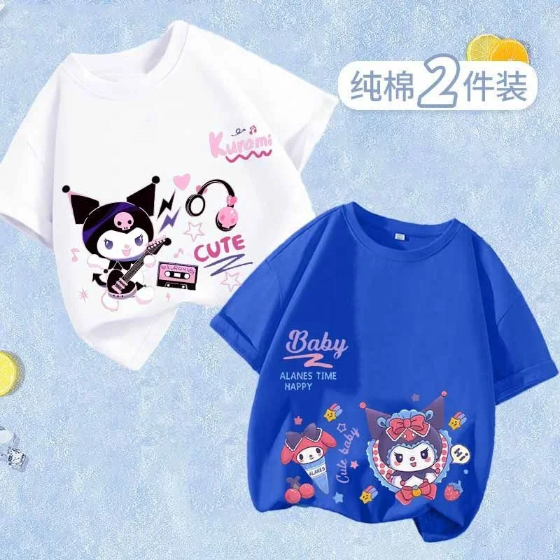 New Anime Kuromi Cartoon Melody Children T Shirt Sanrio Cartoons Casual ...