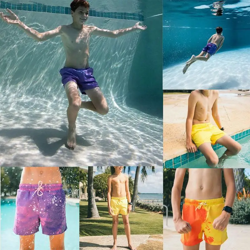 Wholesale Men's Swimming Change Color Quick Dry Swim Short Trunks Custom Summer Beach Swimwear Shorts743_voghion.com