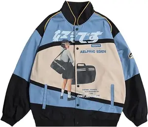 Women's Men's Varsity Jacket Mandarin Collar Colorblock Button Closure Windproof Eco-Friendly Thick PatchWork Chenille