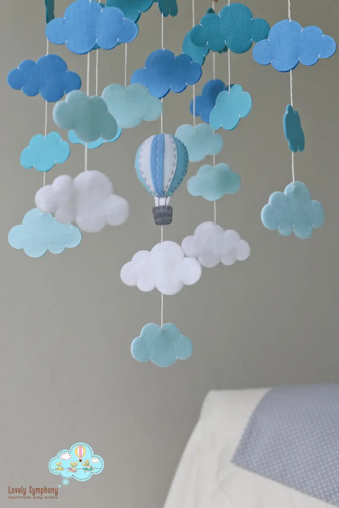 Детская комната украшение для детской комнаты антикварные синие облака Детские воздушные шары мобиль для детской кроватки для девочек и мальчиков