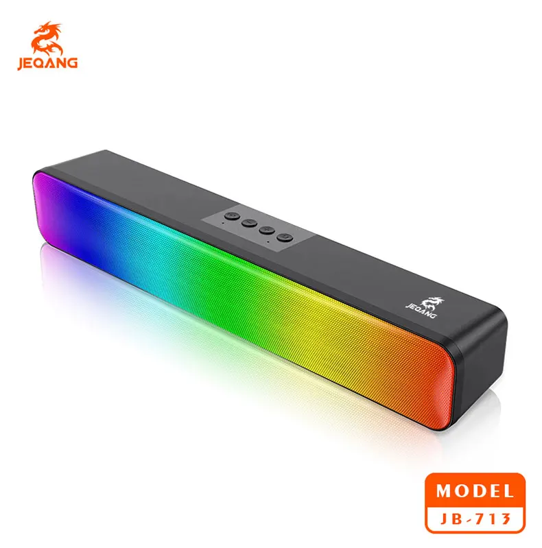 Jeqang JB-713 Modern Portable Wireless RGB Sound Bar Waterproof Computer Speakers USB Aux Communication Plastic for Outdoor Use