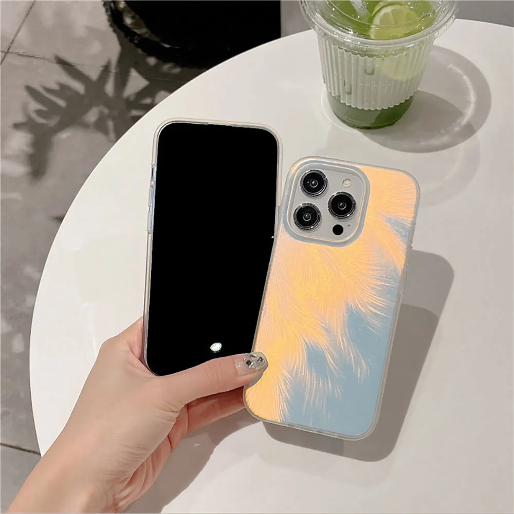 Gradient Puffer Phone Cases For Iphone X 7 8 10 11 12 13 14 15 Max Pro Plus Luxury Matte Laser Frosted Ombre Case SJK144 Laudtec details