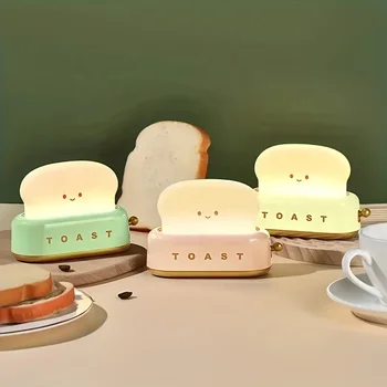 Factory Custom Cute Toaster-Shaped Rechargeable Desk Decor Lamp Night Light For Bedroom Living Room