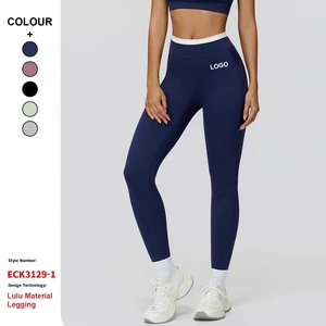 Custom High-Quality Quick-Drying Breathable High Waist Color-Blocked Tights Pants Women'S Sports Running Fitness Yoga Leggings
