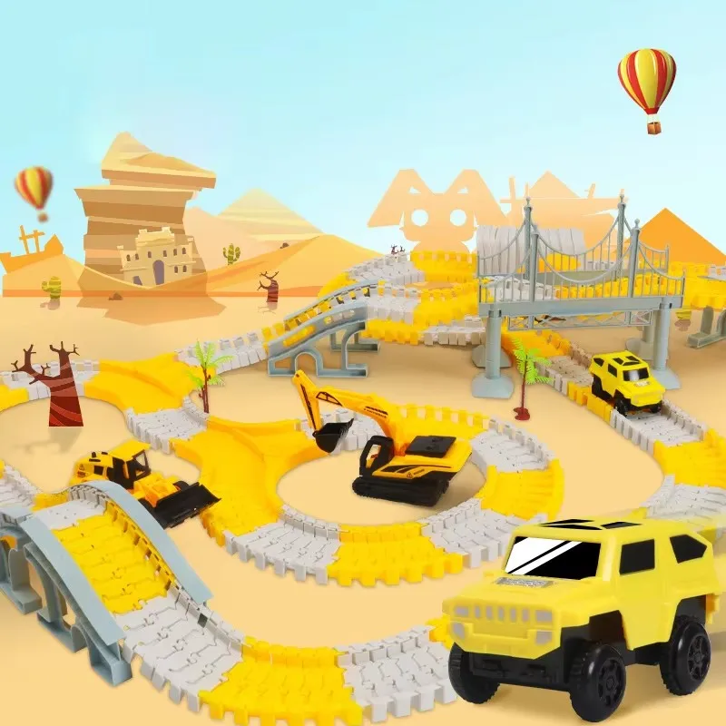 arkidz Car Race Tracks for Kids, Construction Race Tracks Toy, Engineering Road Tracks for Boys and Girls (255 Pcs Set)