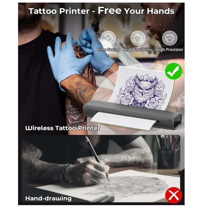 M08F-TATTOO ポータブルタトゥープリンタータトゥー転写紙10枚同梱 Amazon.co.jp: タトゥープリンター Phomemo M08F プリンター