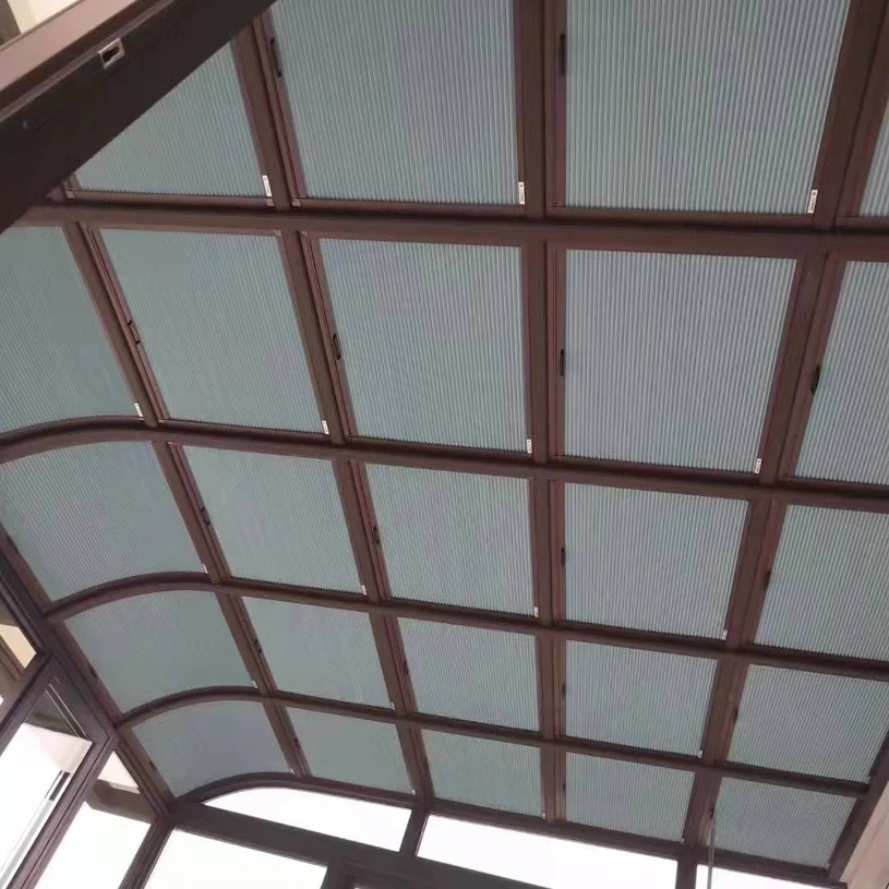 Motorized Electric Automatic Rail Window Curtain System Pleated Horizontal Skylight Roof Cellular Honeycomb Blind Shade for