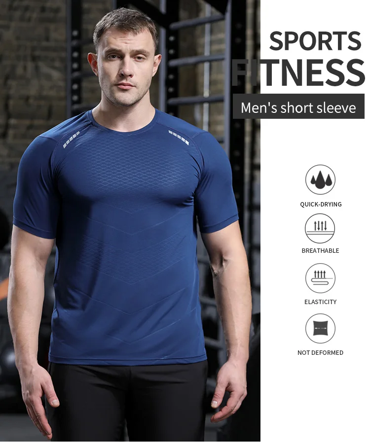 Men's Shirts Slim Fit Athletic Fitness Tshirt Gym Wear Dry Fit Exercise
