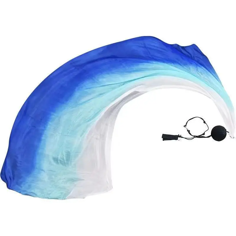 Real Silk Colorful Belly Dance Poi Girls Performance Wear Poi Veil Throw Balls with Veil Dancing Costume Props Belly wings