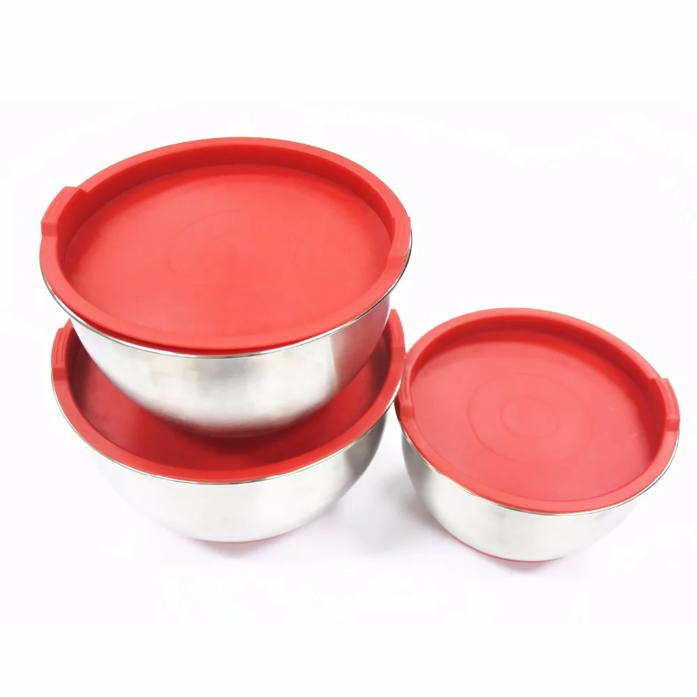 Set 6 Ciotole In Acciaio Inox - Con Coperchi Ermetici, Fondi