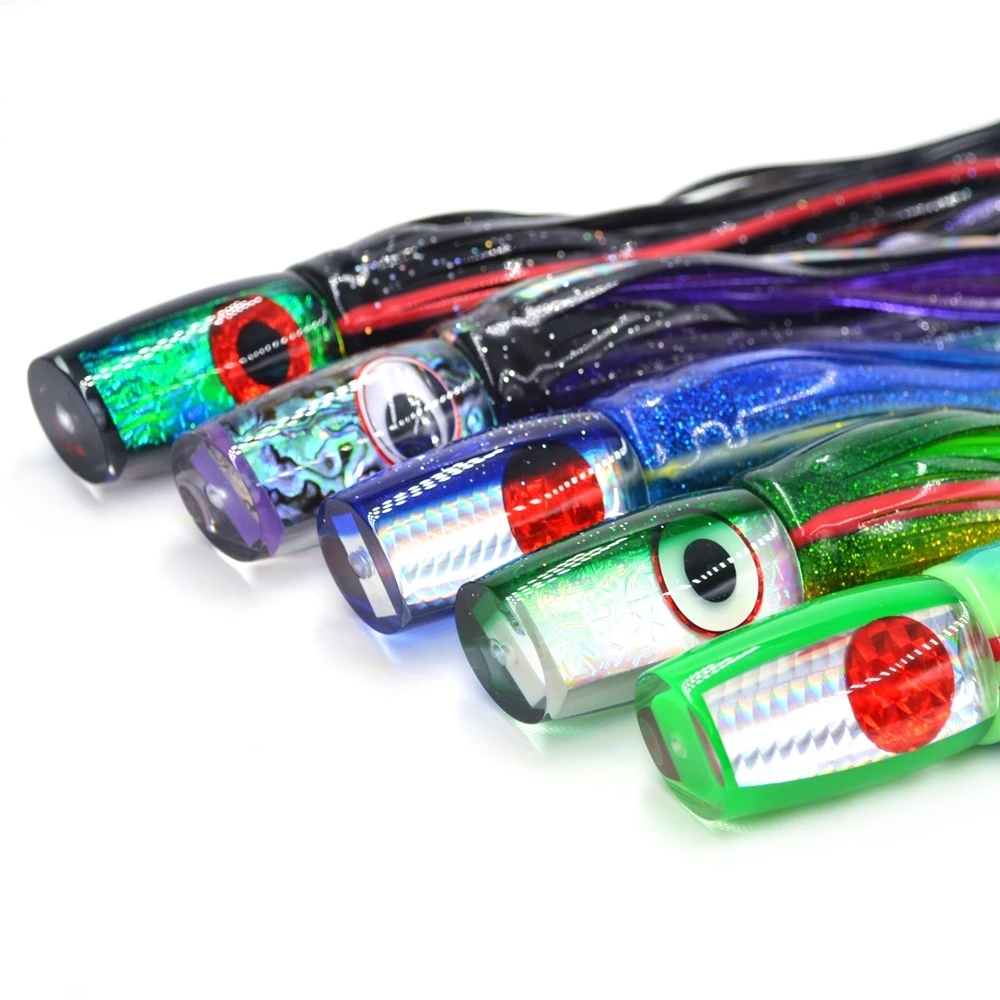 Jetted Fish Heads Double Colored Tinted Top Marlin Tuna Tournament Fishing Skirted Big Game Lures