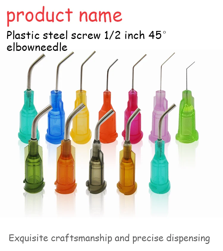 Industrial 1/2 Inch Syringe Needle 45 Degree Elbow Plastic Steel