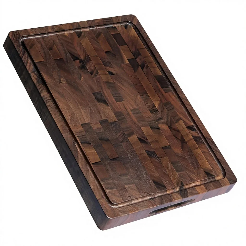 Walnut Wood Large Double Sided End Grain Cutting Board with Handle Reversible Non-Slip Feet Gift Box 17