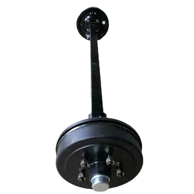 Customized Boat Trailer Suspension Parts Straight Round Axle With Electric Brake Drum Assembly