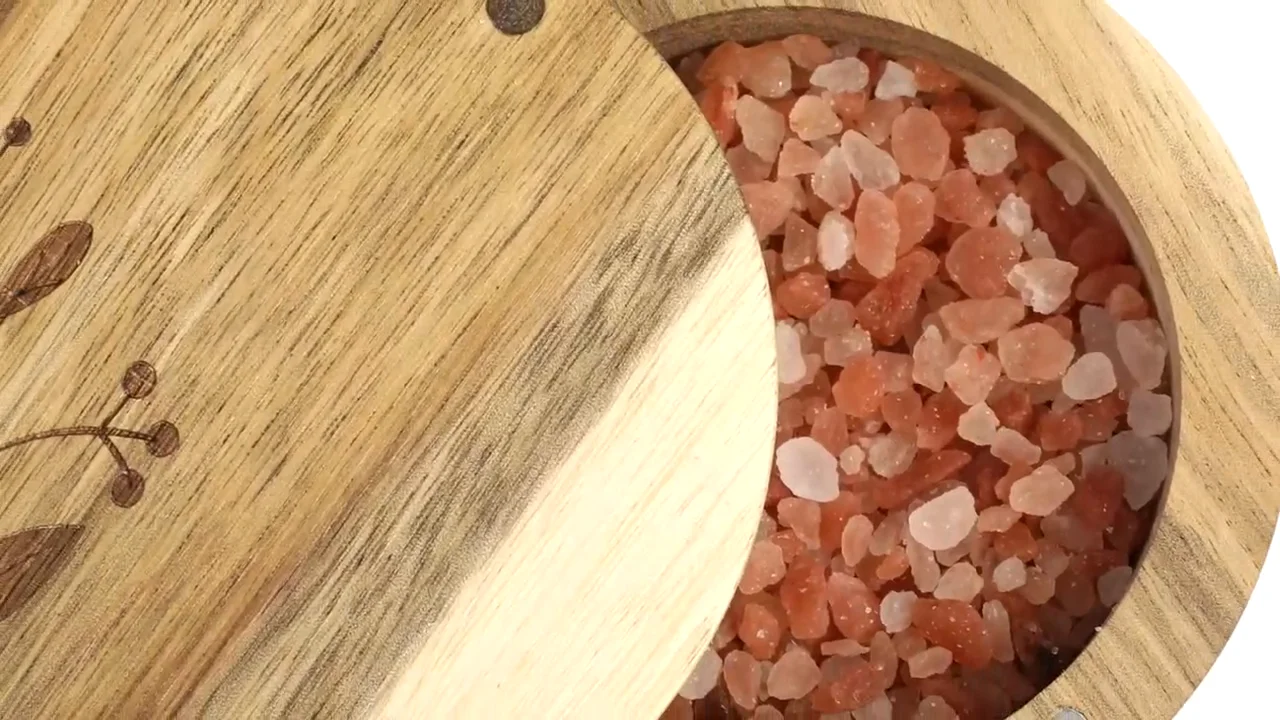 Kimona Spice Box – Scatola In Legno Di Acacia Per Sale E Spezie, Con Coperchio Girevole, 8,9x8,9x6,3 Cm