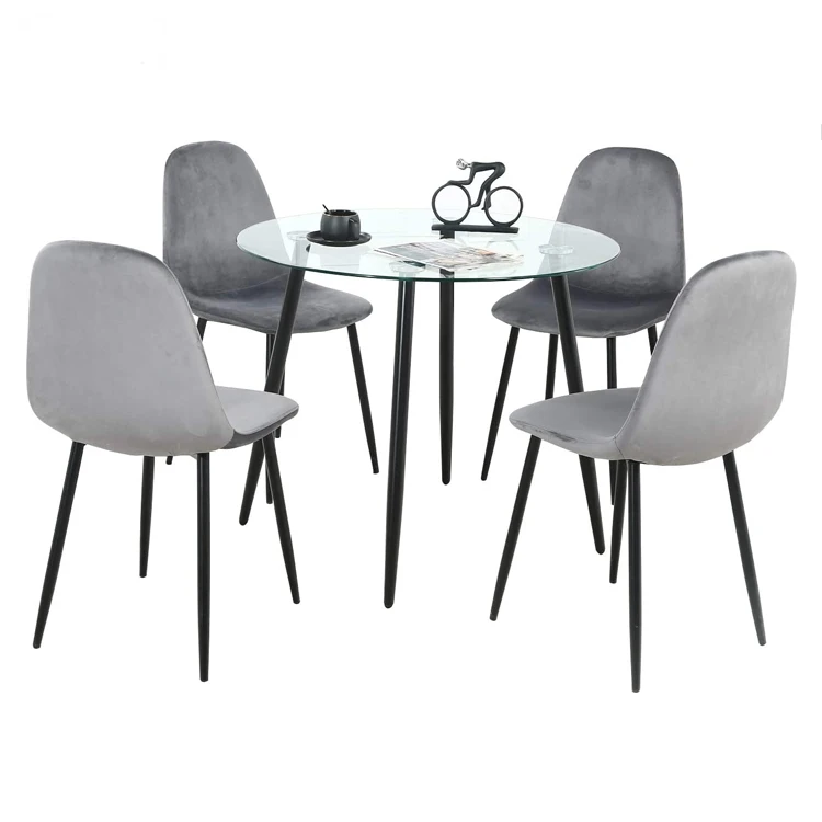 Luxury Black Metal Frame Modern Design Restaurant Round Dining Table