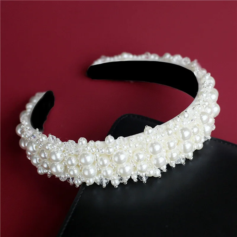 Elegant Pearl & Crystal Padded Headband Fashion Bridal  display picture 2