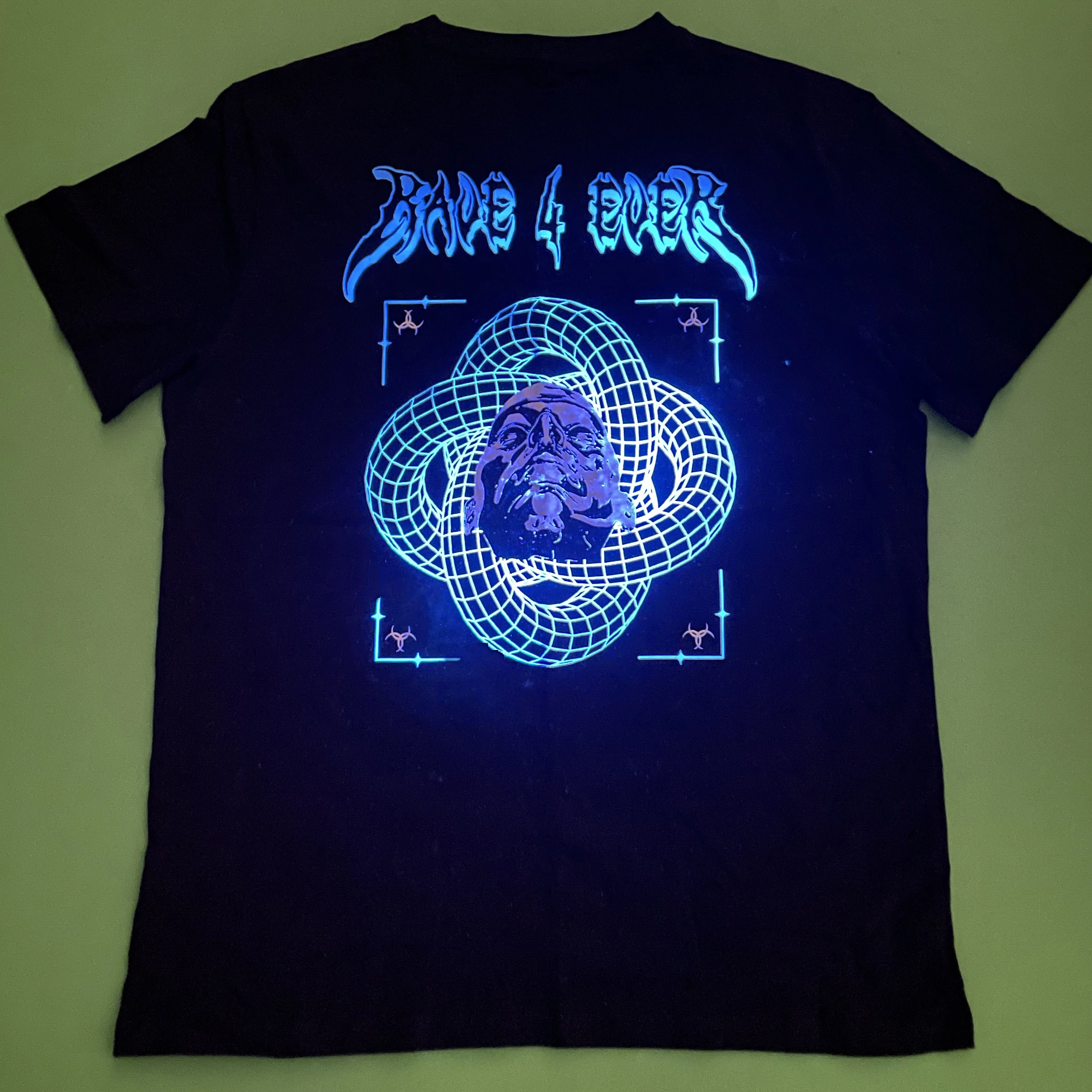 Camiseta fluorescente reflectante UV de neón de hip-hop con
