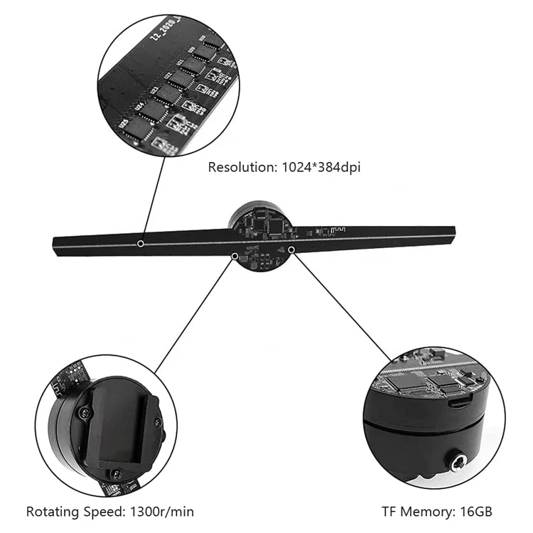 Hologram Led Fan Retails Store 3D Hologram Advertising Fan Diy Hologram Projector 42Cm 3D Holographic Fan