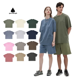 High Quality 250G 100% Cotton Pro Club Streetwear Oversize Acid Wash Women T-shirts Drop Shoulder Plain Custom Women T-shirts