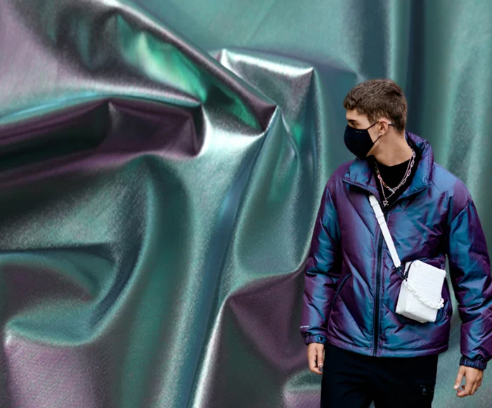 Модная блестящая Радужная Светоотражающая нейлоновая ткань для куртки