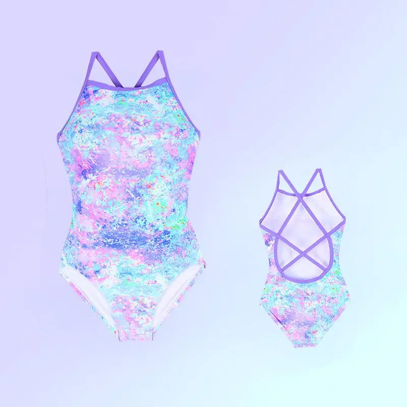 UV50+  3D Printing Effect  Colorful PBT 100%  Polyester Excellent Chlorine-Resistant Function Training Competition Swimsuits