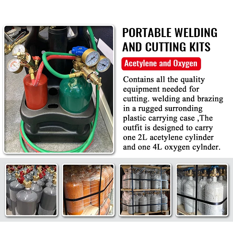 Brazing Kit Torch Kit Oxyacetylene Welding And Cutting Kit Gas Cylinder Welding And Cutting Tool Long Tube Brass Nozzle With Pressure Gauge Portable Kit Red Acetylene Welding Kit Harbor Freight Oxygen And